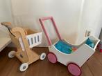 Houten Speelgoed Wandelwagen en Winkelwagen, Ophalen, Zo goed als nieuw, Overige typen