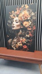 Grote canvas , bruin kunstlederen plat bankje., Ophalen, Zo goed als nieuw