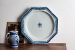 Zeer grote antieke schaal blauw-wit decor, Rouen 18e eeuw, Antiek en Kunst, Ophalen