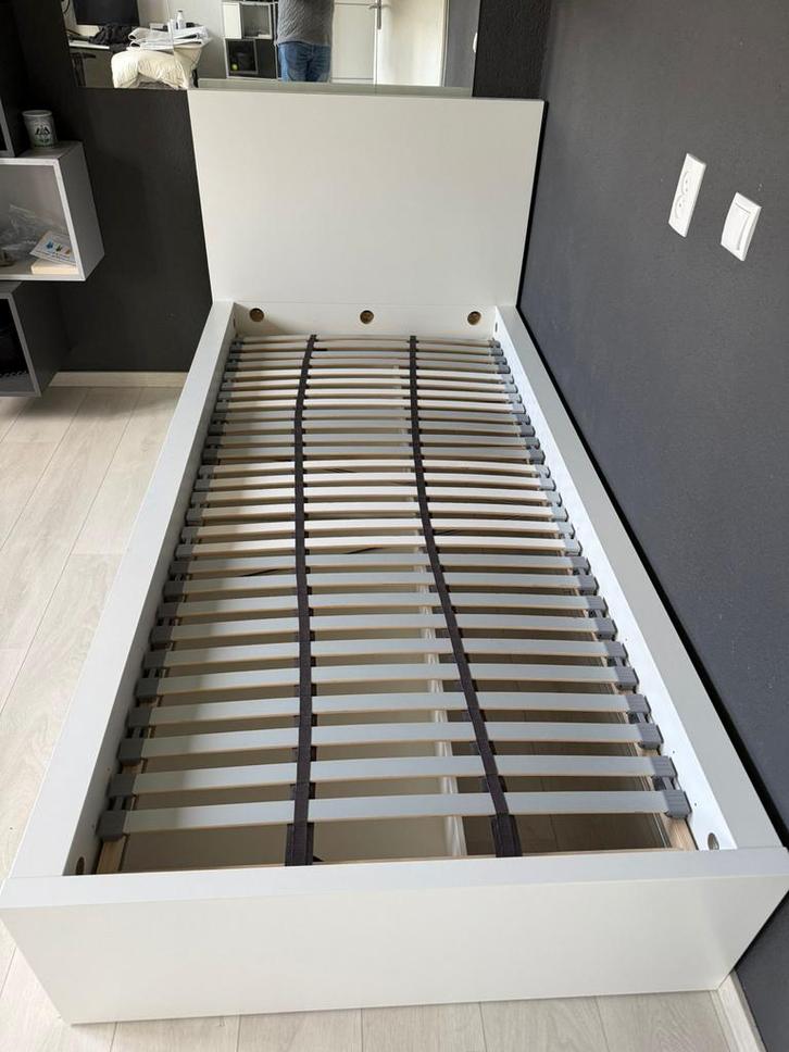 IKEA Eenpersoonsbed met Lades, Huis en Inrichting, Slaapkamer | Bedden, Gebruikt, Eenpersoons, 90 cm, 200 cm, Hout, Wit, Ophalen
