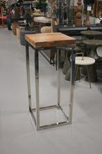 Hoge vierkante plantentafel zuil PTMD metaal & hout, Ophalen, Zo goed als nieuw