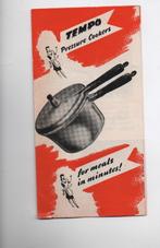folder Tempo pressure cooker - snelkookpan - jaren 60, Ophalen of Verzenden, Gelezen, Folder