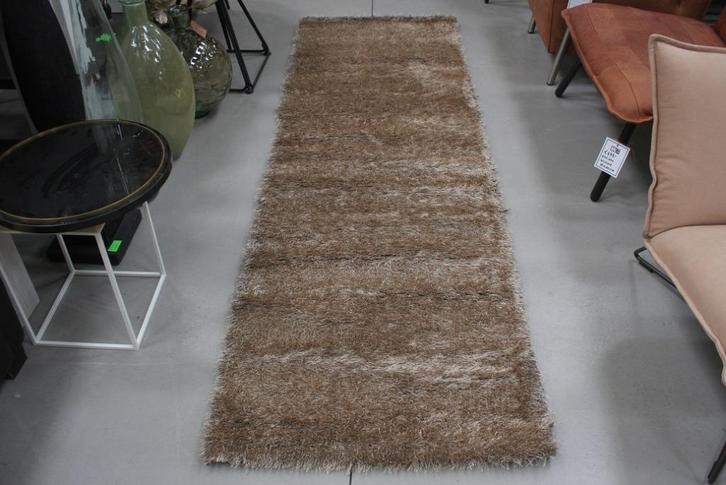 Hoogpolig vloerkleed loper Shaggy Brilliant taupe 80 x 250, Huis en Inrichting, Stoffering | Tapijten en Kleden, Nieuw, 50 tot 100 cm