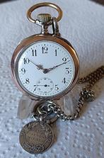 Zilveren zakhorloge uit omstreeks 1920 + ketting, Sieraden, Tassen en Uiterlijk, Horloges | Antiek, Overige merken, Met ketting