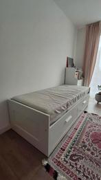 Brimnes, bed with 2 drawers and mattresses, white, 80x200 cm, Ophalen, Wit, Tweepersoons, Zo goed als nieuw