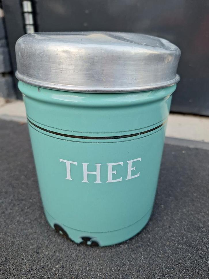 Mintgroene Emaille Theebus, Antiek en Kunst, Antiek | Emaille, Ophalen of Verzenden