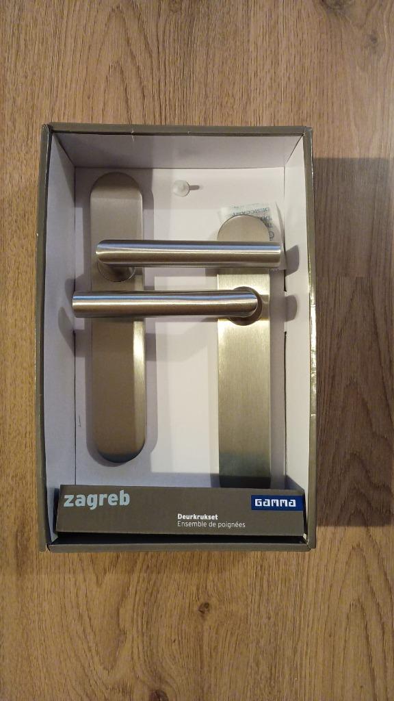 deurkruk set Zagreb ovaal blind schild RVS, Doe-het-zelf en Verbouw, Hang- en Sluitwerk, Nieuw, Klink of Kruk, Rvs, Ophalen of Verzenden
