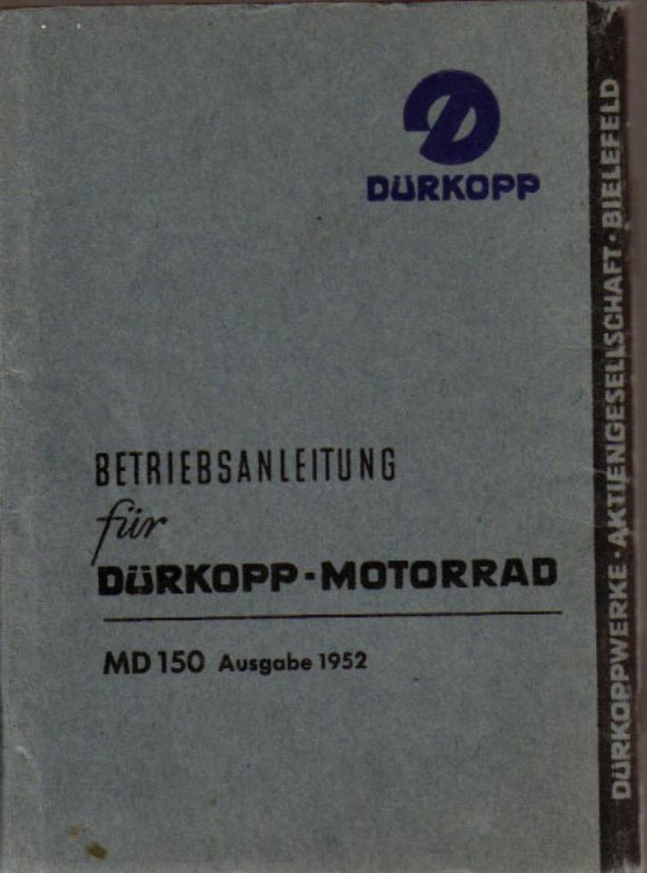 Dürkopp MD 150 Betriebsanleitung 1952 (4573z), Motoren, Handleidingen en Instructieboekjes, Overige merken, Verzenden
