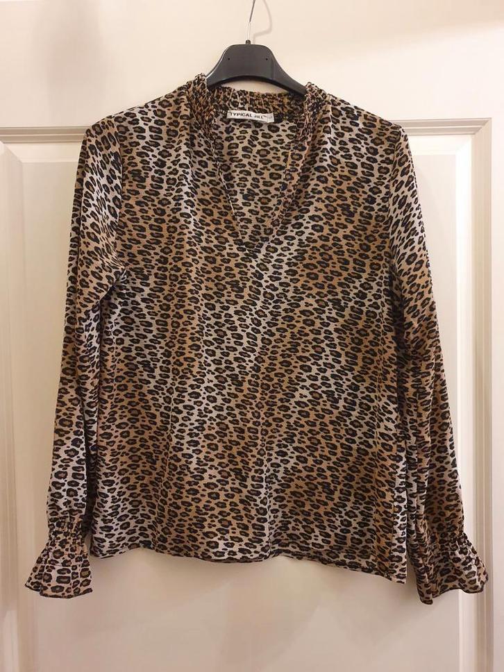 Panterprint Blouse, Kleding | Dames, Blouses en Tunieken, Zo goed als nieuw, Maat 36 (S), Bruin, Ophalen of Verzenden