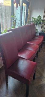 6 Rode Eetkamerstoelen, Ophalen of Verzenden, Gebruikt, Leer, Modern