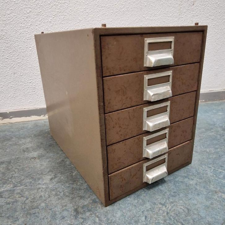 vintage metalen ladekastje legergroen bureau kastje a4 lade, Antiek en Kunst, Antiek | Kantoor en Zakelijk, Ophalen of Verzenden