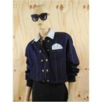 Vintage donkerblauwe blouse double breasted maat 38 | 0986, Maat 38/40 (M), Zo goed als nieuw, Vintage, Verzenden