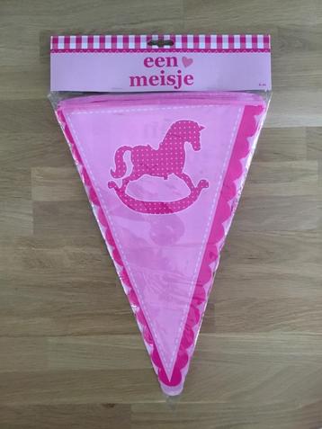 XL vlaggenlijn / slinger roze - 6 m | geboorte meisje beschikbaar voor biedingen