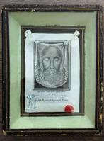 Gedateerd 1886 Lijkwade Gezicht Jesus Christus op Textiel