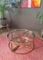 Retro salontafel in verguld chroom, stijl jaren 70, Huis en Inrichting, Tafels | Salontafels, Rond, Zo goed als nieuw, Minder dan 50 cm