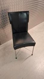 4stuks, zwarte stoel met lederen bekleding en stalen frame., Huis en Inrichting, Stoelen, Ophalen, Zwart, Zo goed als nieuw, Metaal