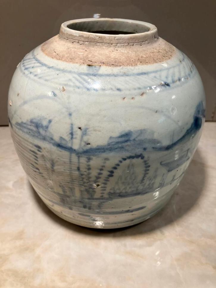 Antiek Chinese Gemberpot / blauw wit porselein, Antiek en Kunst, Antiek | Porselein, Ophalen of Verzenden