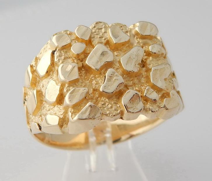 Zware brede 14 karaat Gouden Piet Piet Ring Herenring, Sieraden, Tassen en Uiterlijk, Ringen, Nieuw, Heer, 20 of groter, Goud