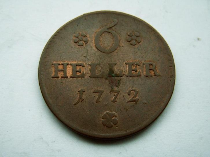 Duitse Staten - HESSEN KASSEL.  6 Heller - 1772, Postzegels en Munten, Munten | Europa | Niet-Euromunten, Losse munt, Duitsland