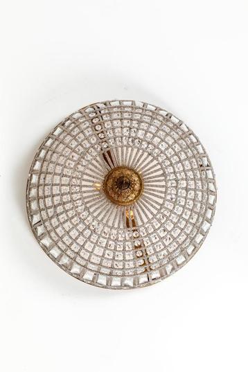 Kristallen Plafonniere | Franse Plafondlamp | Brons met Glas beschikbaar voor biedingen