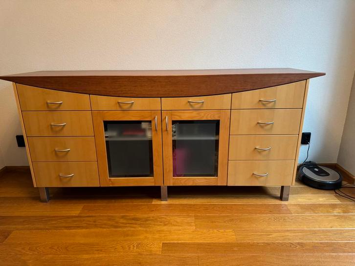 Disign dressoir, Huis en Inrichting, Kasten | Dressoirs, Zo goed als nieuw, 200 cm of meer, 50 tot 75 cm, Glas, Ophalen