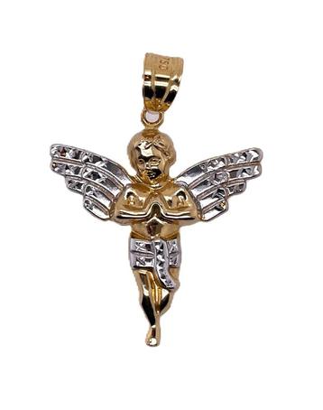 18 Karaat Bicolor Gouden Hanger Engel - 4 cm beschikbaar voor biedingen