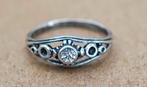 Antieke opengewerkte Ring met Bergkristal, Ophalen of Verzenden, Zilver, Ring