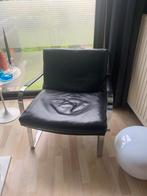 Zwart lederen Shabby lounge fauteuil, Conform, Ophalen