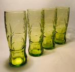 Vier groene cola glazen, Ophalen of Verzenden, Zo goed als nieuw, Frisdrankglas