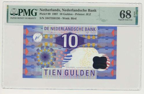 Nederland 10 Gulden 1997 Ijsvogel PMG68, Postzegels en Munten, Bankbiljetten | Nederland, Los biljet, 10 gulden, Ophalen of Verzenden