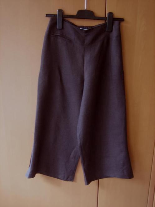 Wijde 3/4 bruin linnen pantalon SARAH PACINI 34-36, snazzeys, Kleding | Dames, Broeken en Pantalons, Zo goed als nieuw, Maat 34 (XS) of kleiner