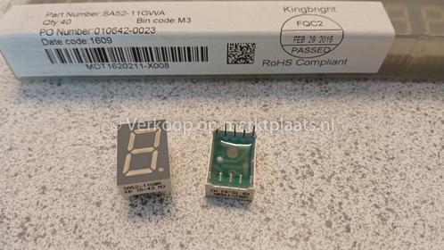 Kingbright SA52-11GWA 7 segments display groen 2,2V 10mA THT, Hobby en Vrije tijd, Elektronica-componenten, Nieuw, Ophalen of Verzenden