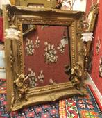 Antieke spiegel met verlichting, barok engelen beeldjes,, Minder dan 100 cm, 75 tot 100 cm, Gebruikt, Rechthoekig
