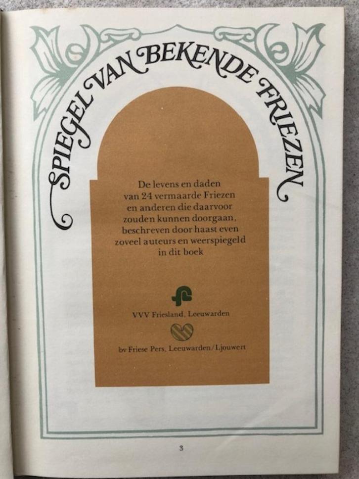 Boek Friesland   titel Spiegel van Bekende Friezen, Boeken, Kinderboeken | Jeugd | onder 10 jaar, Zo goed als nieuw, Non-fictie