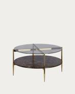 Ronde glazen en marmerlook salontafel - Kave home 84cm, Huis en Inrichting, Tafels | Salontafels, Ophalen, 50 tot 100 cm, Rond