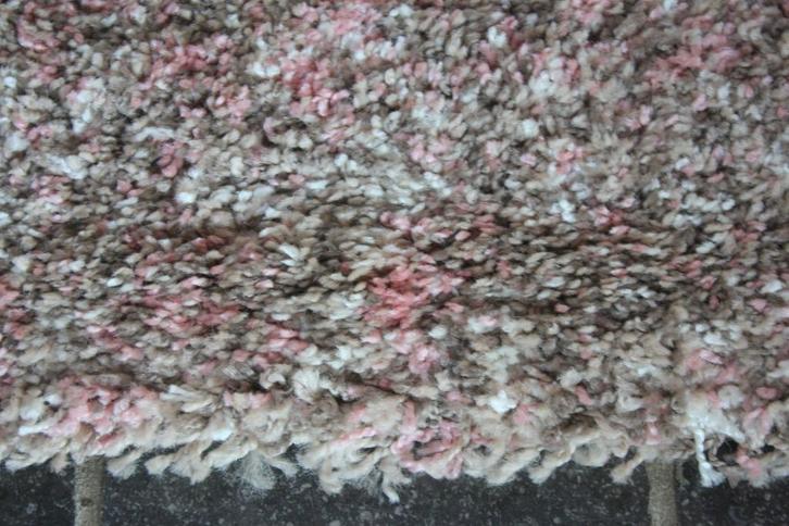 Vloerkleed ENJOY Shaggy hoogpolig roze bruin creme 200x290, Huis en Inrichting, Stoffering | Tapijten en Kleden, Nieuw, 200 cm of meer