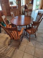 Retro massief eiken stoelen plus eettafel eethoek vintage, Ophalen, Gebruikt, Klassiek, 4 tot 6 stoelen