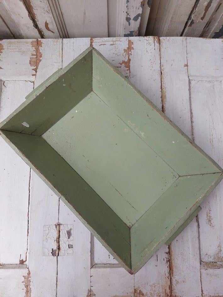 Oude houten mangelbak in mintgroene kleur, Antiek en Kunst, Ophalen of Verzenden
