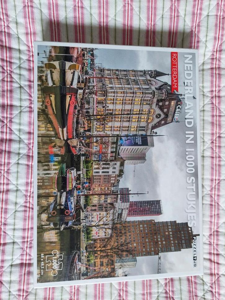 Puzzel 1000 stukjes. Oude haven van Rotterdam met oud schip., Hobby en Vrije tijd, Denksport en Puzzels, Zo goed als nieuw, Ophalen of Verzenden
