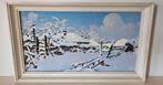 Winterlandschap, olieverfschilderijtje op board, ingelijst, Ophalen of Verzenden