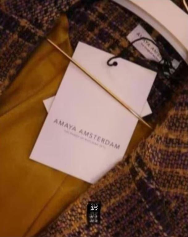 Amaya Amsterdam - Mooie boucle tweed blazer maat L - Nieuw, Kleding | Dames, Paars, Maat 42/44 (L), Nieuw, Ophalen of Verzenden
