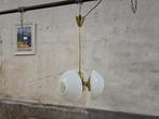 Vintage Jaren 70 Kroonluchter Wit & Goud | Boheems Hang Lamp