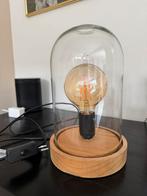 Tafellamp met glazen stolp, Huis en Inrichting, Lampen | Tafellampen, Ophalen, Zo goed als nieuw, Minder dan 50 cm
