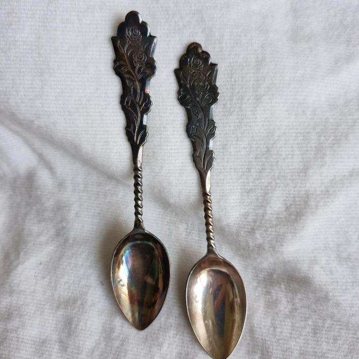 Antieke Zilveren Lepels - Set van 2, Antiek en Kunst, Antiek | Bestek, Ophalen of Verzenden