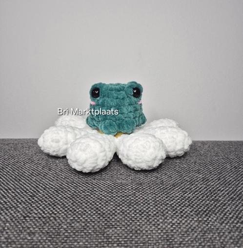 Gehaakte bloem met kikker, decoratie, desktop buddy, cadeau, Hobby en Vrije tijd, Breien en Haken, Nieuw, Haken, Ophalen of Verzenden