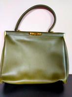 Vintage leren handtas jaren 50/60, Ophalen of Verzenden, Gebruikt, Groen, Handtas
