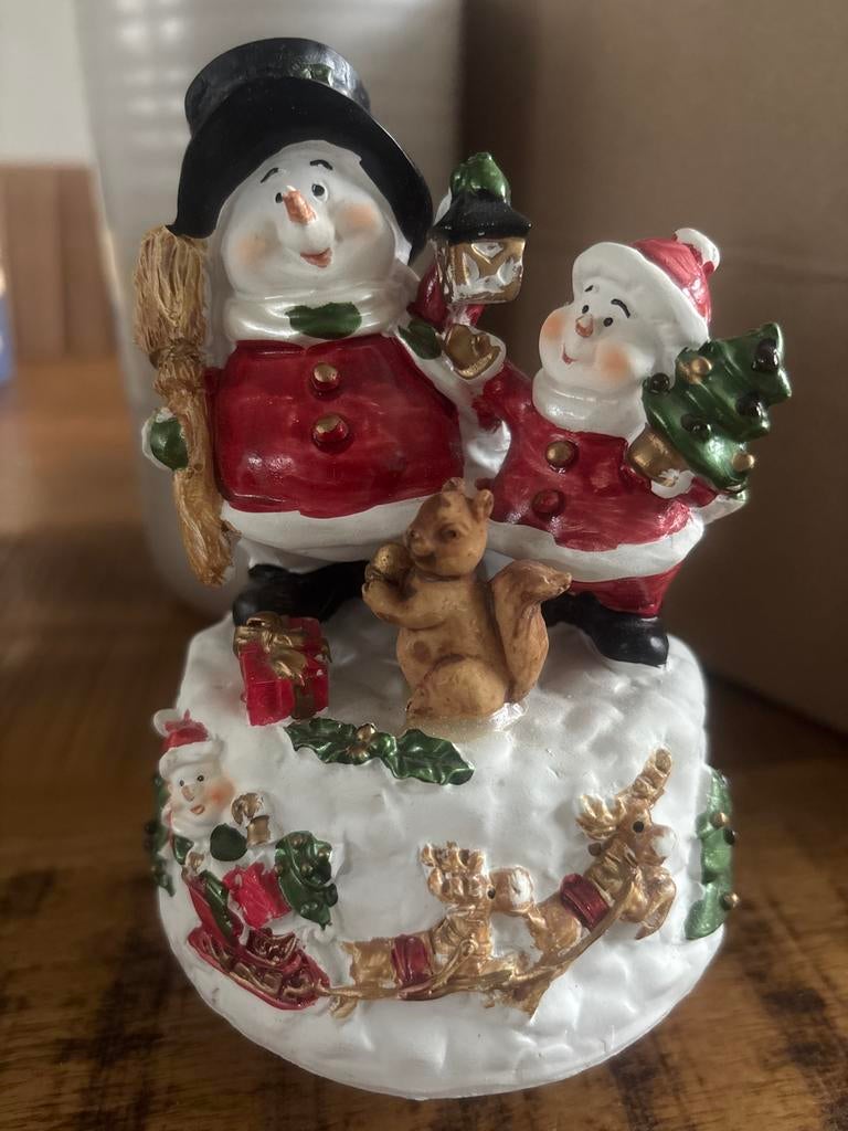 Kerst Muziekdoos Sneeuwpop en Kerstman, Ophalen of Verzenden, Gebruikt