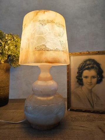 Vintage marmeren Albast tafellamp 