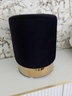 Poef velours Zwart / goud, Ophalen, Minder dan 50 cm, Rond, Nieuw