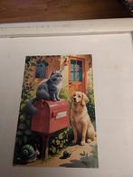 KAT EN HOND. BIJ BRIEVENBUS, Ophalen of Verzenden, Voor 1920, Overige thema's